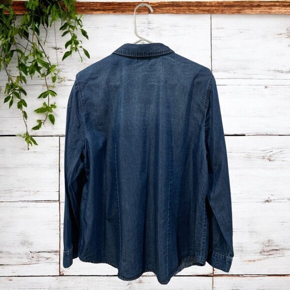 Chicos Tess Denim Shirt Women’s Chambray Embroidered Size XL - Picture 4 of 11
